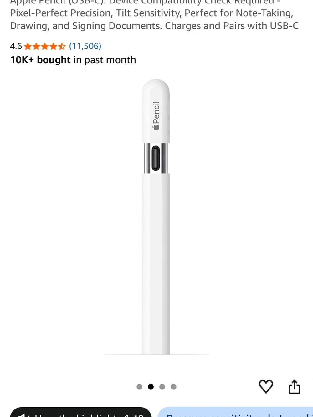 Apple White USB-C Stylus Pencil
